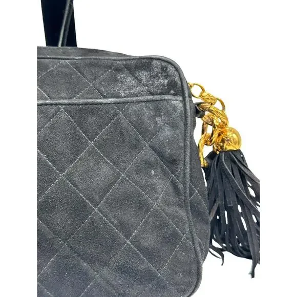 Authentic Chanel Matelassé Fringed Suede Shoulder Bag - Picture 3 of 11